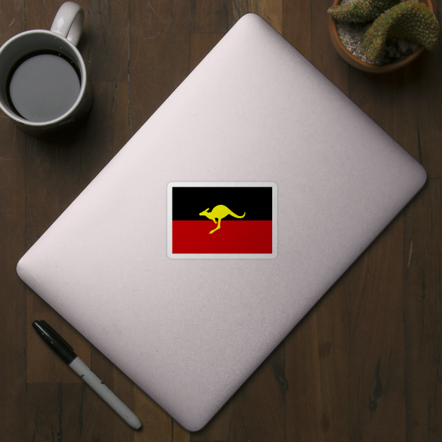 Aboriginal Australian Flag - Kangaroo Silhouette by Historia